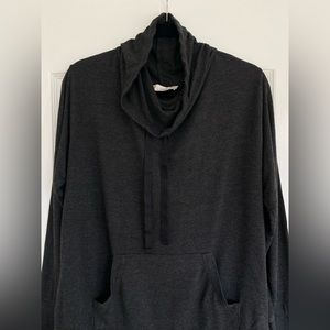 Charcoal grey sporty cowl neck sweatshirt